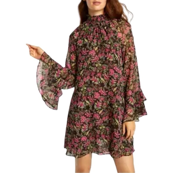 Misa Los Angeles Dresses & Skirts - MISA Los Angeles Saint Floral Dress Belted Chiffon Mini Dress Small